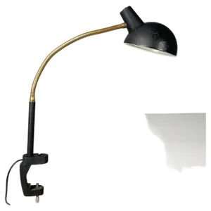 Modern Italian Table Lamp with Clamp in Black Metal and Brass, 1970s
