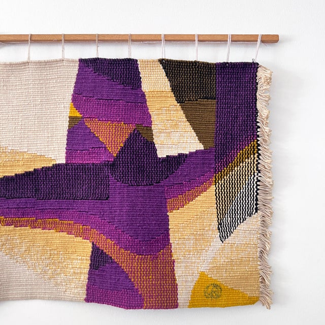 Mid-Century Modern C. 1960s Modernist Handwoven FIber Art Textile Panel by Věra Drnková-Žáreck For Sale - Image 3 of 9