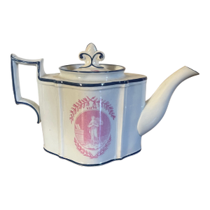 Antique Early 19th Century English George III Staffordshire Pottery Tea Pot Emblematic of Faith