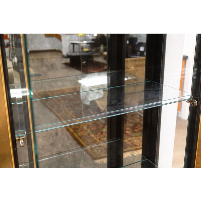 Mid 20th Century Vintage Mastercraft Brass and Glass Light Up Mirrored Etagere Shelving Unit For Sale - Image 5 of 7