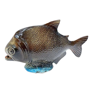 Vintage Majolica Style Piranha Sculpture