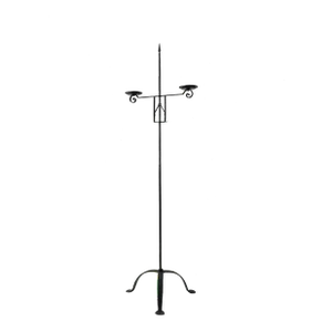 Vintage Trident-Style Wrought Iron Floor Adjustable Candelabra, Circa 1950s