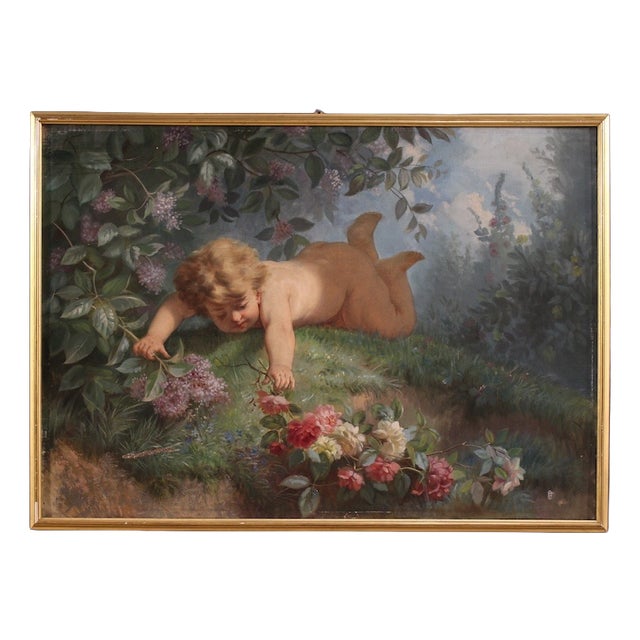 Italian Artist, Nude Figurative Composition, 19th Century, Oil Painting on Canvas, Framed For Sale