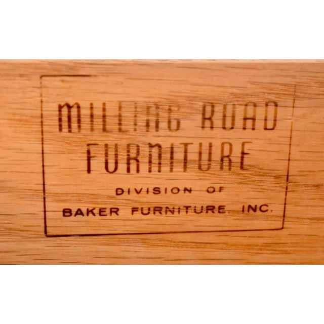 Baker Furniture Company Vintage Baker - Millings Road Round Inlaid Burl & Fruitwood Mid Century Table For Sale - Image 4 of 12