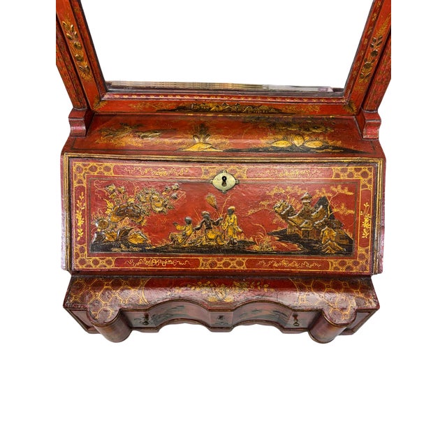 Antique Chinese Export Red Lacquer Dressing Mirror, Chinoiserie, Circa 1800 For Sale - Image 4 of 10