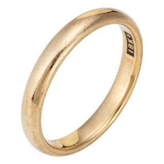 Antique Art Deco Jr Wood & Sons Ring Sz 9.5 3.5mm Wedding Band 18k Yellow Gold For Sale