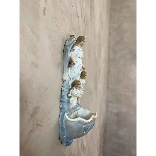 Biscuit Angel Holy Water Font, 1890s For Sale - Image 6 of 18