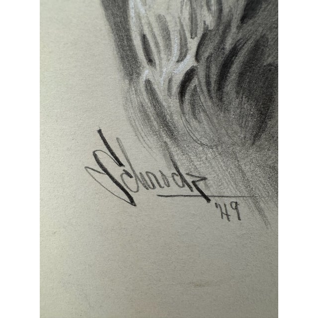 1940s 1940s Original Signed Graphite Portrait of Cocker Spaniel Dog, 1949, 11 × 8.25 In. For Sale - Image 5 of 6