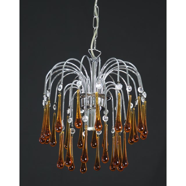 1980s The Amber Crown, Murano Chandelier Amber and Crystal Drops - Set of 2 For Sale - Image 10 of 16