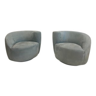 Nautilus Style Swivel Chair Pair For Sale