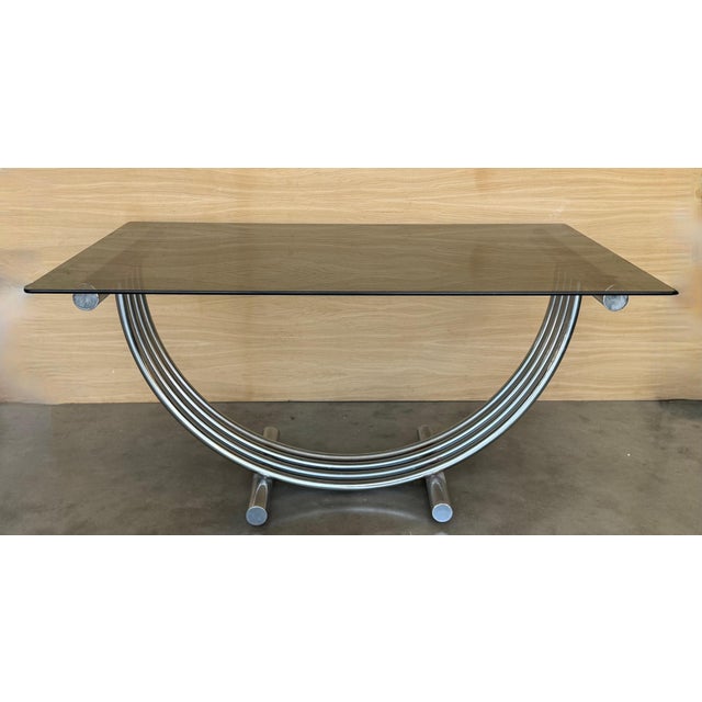 Mid-Century Modern Romeo Rega Style Chrome, Brass and Glass Dining Table For Sale - Image 17 of 18