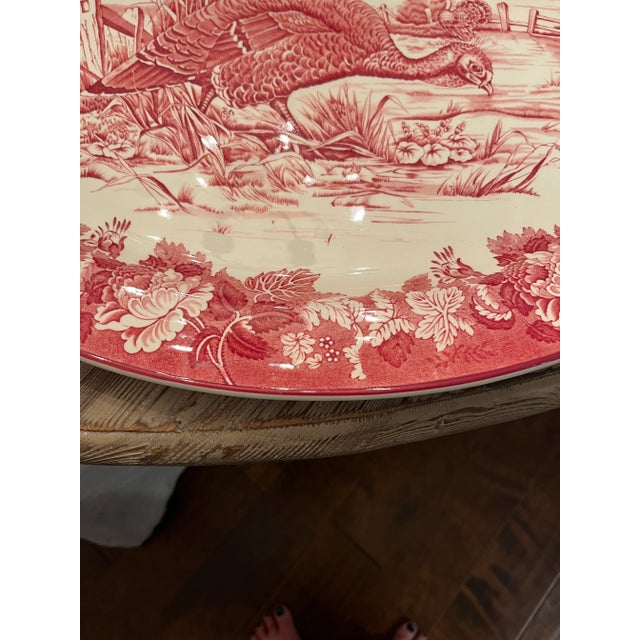1950s Enoch Woods English Red/White Turkey Platter For Sale - Image 4 of 6