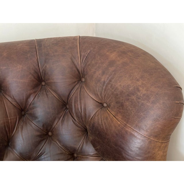 Restoration Hardware Leather Buster Chair For Sale - Image 12 of 15