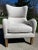 Lillian August Lillian August Style Wingback Chairs, Pair – Oatmeal Beige Mistral Upholstery, Diamond-Stitched Faux Leather, Nailhead Trim For Sale - Image 4 of 11