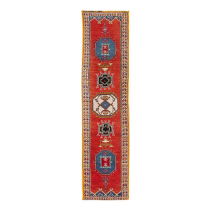 3 X 11 Vintage Red Moroccan Hand-Knotted Wool Runner
