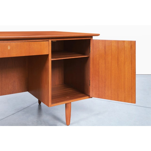 Danish Modern Teak Executive Desk With Bookcase, 1960s For Sale - Image 10 of 12