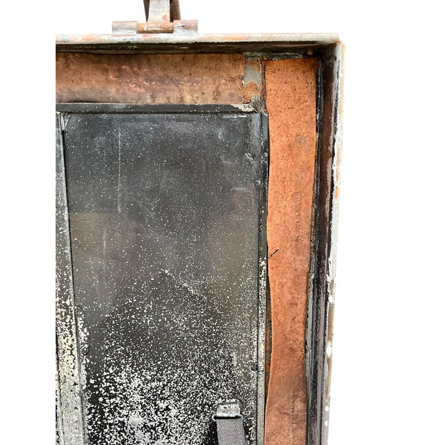 Early 20th Century Industrial Metal Trunk Chest on Stand With Patina Finish For Sale - Image 10 of 18