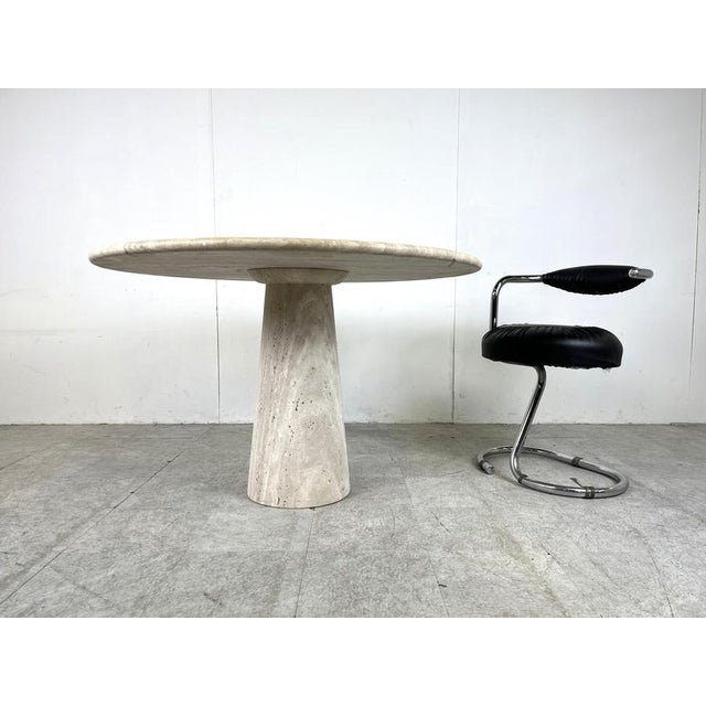 Travertine Dining Table in the style of Angelo Mangiarotti, 1970s For Sale - Image 4 of 11