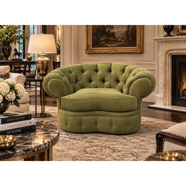 1970s Oversized Chesterfield Style Tub Chair For Sale - Image 4 of 7