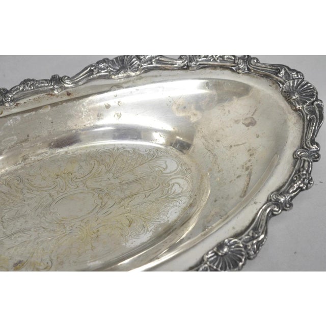 Vintage Victorian Style Silver Plated Oval 13.5" Trinket Serving Dish (A) For Sale In Philadelphia - Image 6 of 17