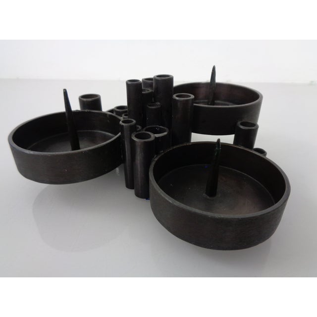 Metal Brutalist Bronze Candleholder by Manfred Bergmeister for Ebersberg, Germany, 1960s For Sale - Image 7 of 18