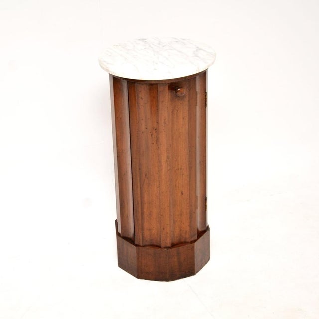 Antique Victorian Marble Top Cylinder Pedestal Cabinet, 1840s For Sale - Image 11 of 11