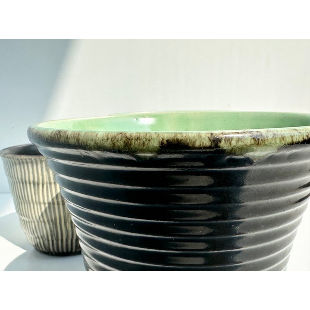 Vintage German Plant Pots in Mint Green and Brown-Anthracite Tones from Veb Keramik Meissen, 1950s, Set of 3 For Sale - Image 17 of 18