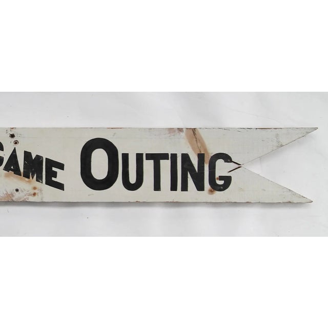 Cabin Vintage Black and White Fish & Game Arrow Sign For Sale - Image 3 of 6