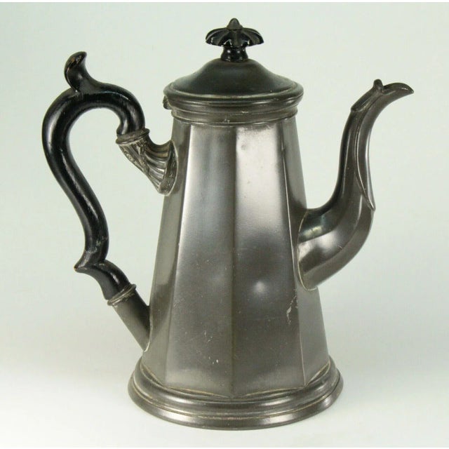 A beautiful early pewter coffeepot or teapot Elegant lighthouse shape with stylish octagonal body on a circle base Nicely...