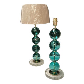 Murano Glass Lamps in the style of Gino Cenedese, 1980, Set of 2 For Sale