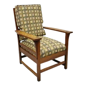 Early 20th Century L & Jg Stickley Mission Oak Arts & Crafts Lounge Arm Chair Spring Seat Cushion