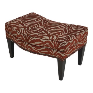 Ethan Allen Modern Design Zebra Print Upholstered Ottoman For Sale