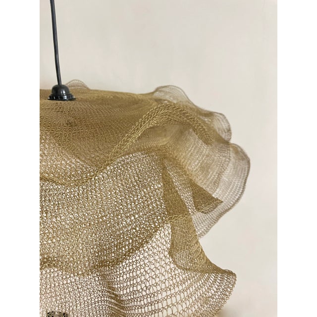 21st Century Handcrafted Knitted Lamp Veil in Gold Color, D100cm For Sale - Image 9 of 9