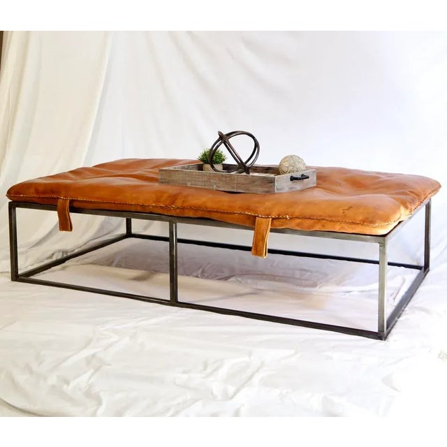 Brown Vintage Leather Gym Mat Coffee Table For Sale - Image 8 of 13