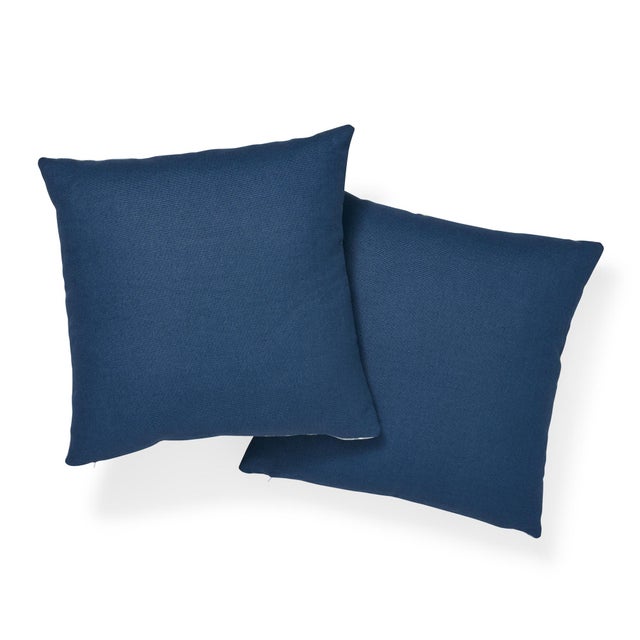 Schumacher Contemporary Schumacher Ibiza Flamestitch Pool Cotton Linen Pillow - 20ʺW × 20"H For Sale - Image 4 of 7