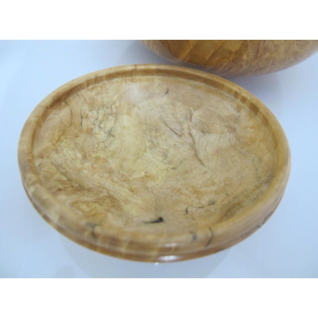 Michael Mode Hand Turned Spalted Maple Burl Wood Live Edge Lidded Box Jar For Sale In Portland, OR - Image 6 of 12
