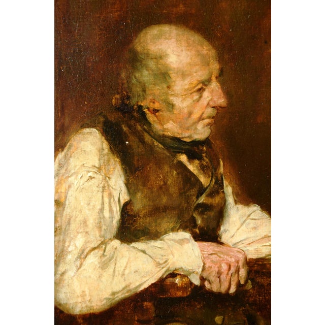 Max Gaisser, Inn Interior with an Older Man Sitting at a Table, 1890s, Oil Painting on Wood, Framed For Sale - Image 3 of 7