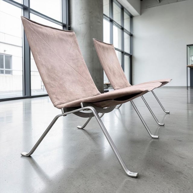 Iconic danish modern lounge chairs designed by poul kjærholm and produced by e. Kold christensen in denmark. the pk22 is...