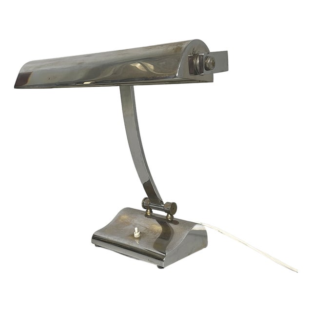 Italian Art Deco Table Lamp in Chromed Brass, 1930s For Sale