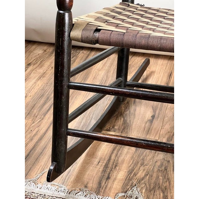 Brown Antique Shaker #6 Tape Seat Rocker by Mt. Lebanon Shakers C. Late 19th Century For Sale - Image 8 of 9