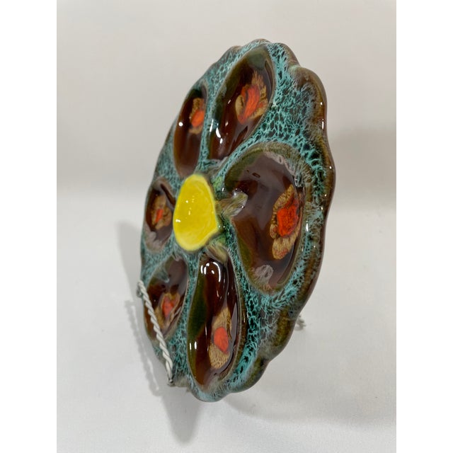 1950s French Vallauris Majolica Oyster Plate For Sale - Image 9 of 12
