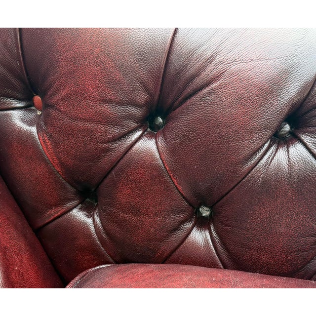 Vintage Chesterfield Club Chairs in Oxblood Leather For Sale - Image 10 of 18