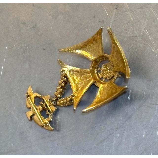 Florenza Gold Tone Maltese Cross Brooch For Sale - Image 4 of 4