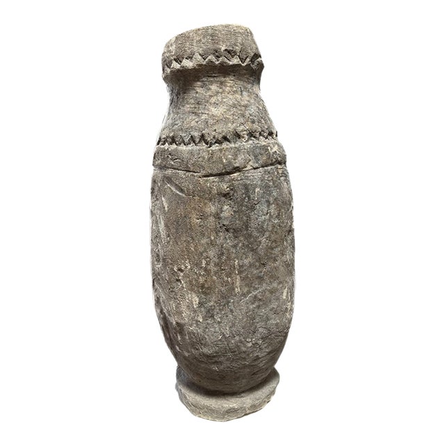 Carved Indonesian Stone Vessel For Sale