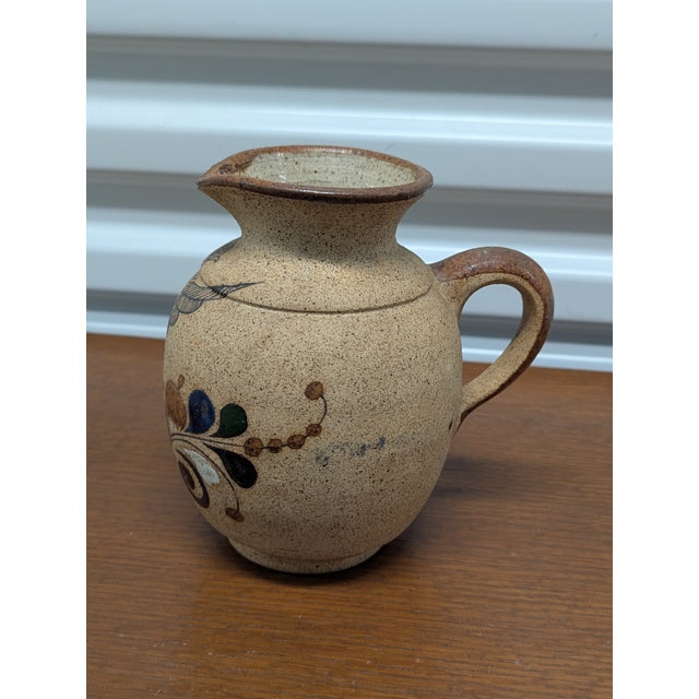 Vintage Tonala Mexican Folk Art Pottery Vase With Bird & Floral Motif For Sale - Image 11 of 11