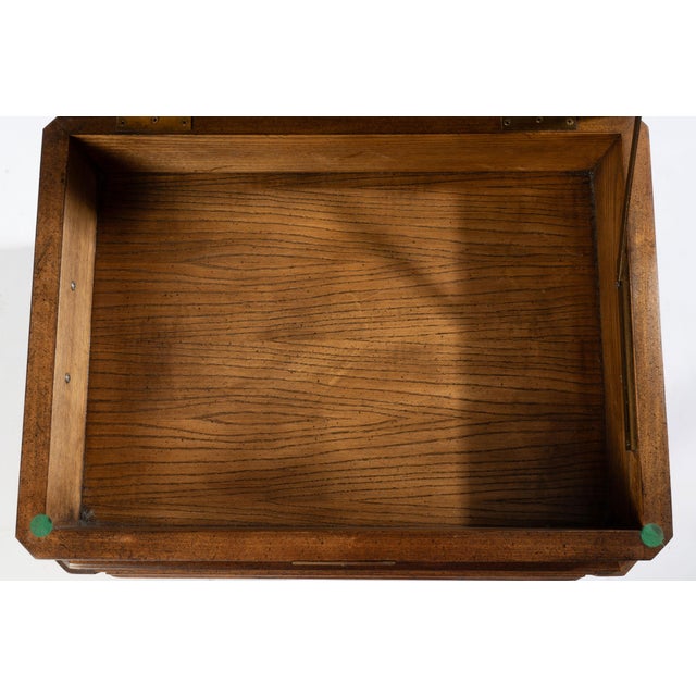 1970s Vintage Elm Burl Wood Lift Top Campaign Style Chest For Sale - Image 6 of 11