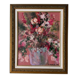 1980s Norma Malerich “Bunch O’ Beauty” Original Oil on Canvas Painting For Sale