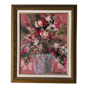 1980s Norma Malerich “Bunch O’ Beauty” Original Oil on Canvas Painting
