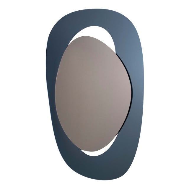 Large Handcrafted Soul Me Mirror in Anthracite and Tinted Bronze by Pon Design For Sale