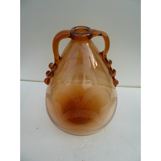 Italian Art Glass Art Deco Murano with Cameo Etched Pattern Vase attributed to Cappellin Vittorio Zecchin For Sale - Image 11 of 17